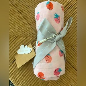 NWT Angel Dear Muslin Swaddle Strawberry Print